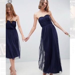 ASOS Maxi Tulle Bridesmaid Dress in Navy